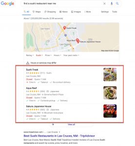 Google 3 Pack Search Results