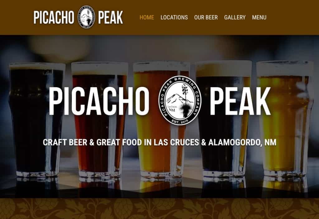 A brewery website design showcasing the scenic beauty of Picacho Peak in Las Cruces.