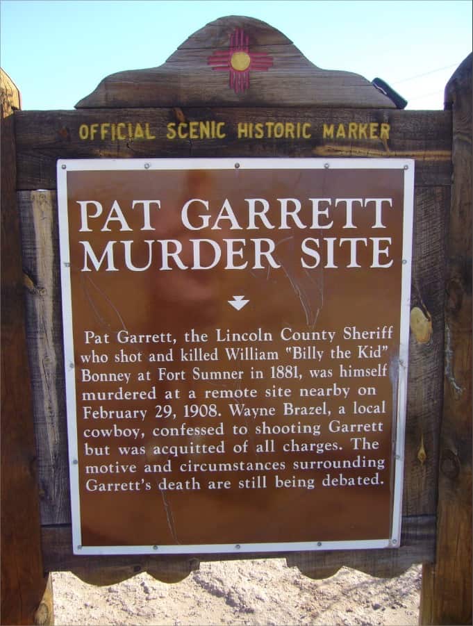 Roadside Marker for Pat Garrett's Murder Site